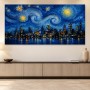Nächtliche Skyline unter Sternenhimmel, Leinwand oder Acrylbild