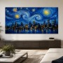 Nächtliche Skyline unter Sternenhimmel, Leinwand oder Acrylbild