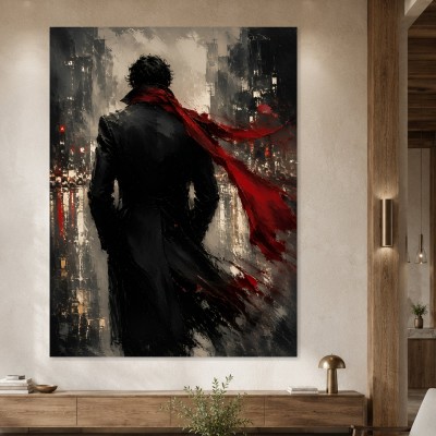 Dynamischer Stadtgänger als Wandbild oder Poster in expressivem Stil