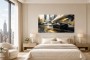 Schwarzer Sportwagen zwischen Architektur und Modernes Wandbild