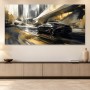 Schwarzer Sportwagen zwischen Architektur und Modernes Wandbild
