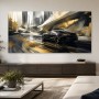 Schwarzer Sportwagen zwischen Architektur und Modernes Wandbild