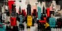 Urbanes Graffiti Skyline als Modernes Wandbild oder Poster