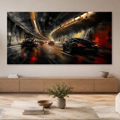 Dynamische Sportwagen im Tunnel, Leinwand oder Poster