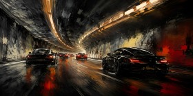 Dynamische Sportwagen im Tunnel, Leinwand oder Poster Dynamische Sportwagen im Tunnel, Leinwand oder Poster