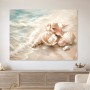 Meeresmuscheln am Ufer als Leinwand oder Poster