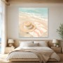 Strandszene mit Hut als Leinwand oder Poster in sanften Pastelltönen