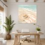 Strandszene mit Hut als Leinwand oder Poster in sanften Pastelltönen