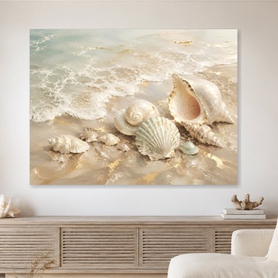 Maritime Muscheln als Leinwand oder Kunstdruck für helle Räume