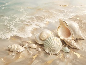Maritime Muscheln als Leinwand oder Kunstdruck für helle Räume