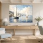 Segelboote am Küstenlicht, Wandbild oder Leinwandbild