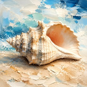 Muschel am Strand, Leinwand oder Poster in sanften Meeresfarben