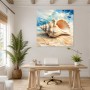 Muschel am Strand, Leinwand oder Poster in sanften Meeresfarben