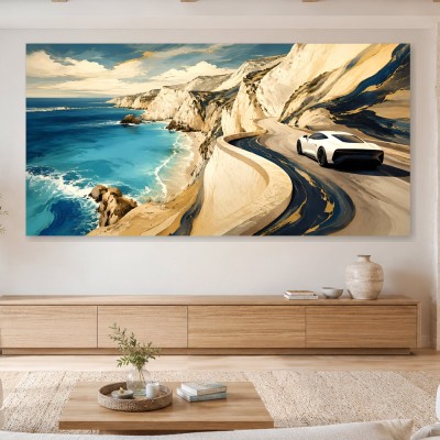Küstenstraße im Licht, Modernes Wandbild oder Acrylbild