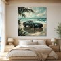 Grüner Sportwagen am Strand, Wandbild oder Fine Art Print