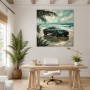 Grüner Sportwagen am Strand, Wandbild oder Fine Art Print
