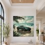 Grüner Sportwagen am Strand, Wandbild oder Fine Art Print