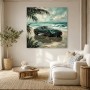 Grüner Sportwagen am Strand, Wandbild oder Fine Art Print