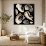Edle Muschelformen als Wandbild oder Fine Art Print in Gold und Schwarz