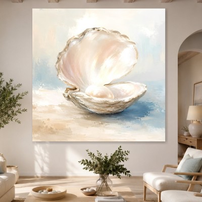 Edle Muschel mit Perle als Wandbild oder Kunstdruck