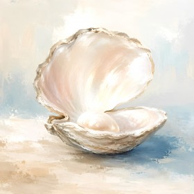Edle Muschel mit Perle als Wandbild oder Kunstdruck