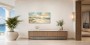 Sanfter Küstenblick als Leinwand oder Poster mit pastellfarbenem Sonnenlicht