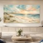 Sanfter Küstenblick als Leinwand oder Poster mit pastellfarbenem Sonnenlicht