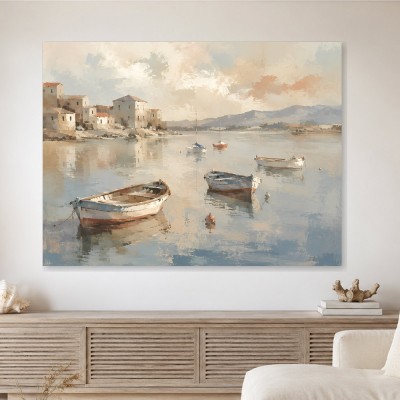 Küstenhafen in sanften Tönen, Leinwand oder Poster