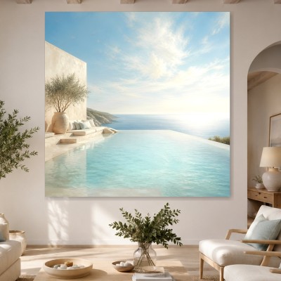 Mediterrane Ruhe am Meer als Leinwand oder Poster