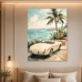 Vintage Cabrio am Meer, Leinwand oder Poster für stilvolle Räume