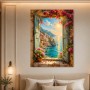 Mediterrane Küstenstadt mit Meerblick als Leinwand oder Poster