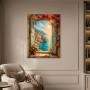 Mediterrane Küstenstadt mit Meerblick als Leinwand oder Poster