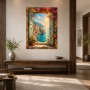Mediterrane Küstenstadt mit Meerblick als Leinwand oder Poster