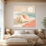 Maritime Muschel am Strand, Leinwand oder Poster im sanften Pastellstil
