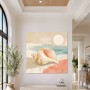 Maritime Muschel am Strand, Leinwand oder Poster im sanften Pastellstil