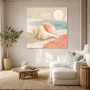 Maritime Muschel am Strand, Leinwand oder Poster im sanften Pastellstil