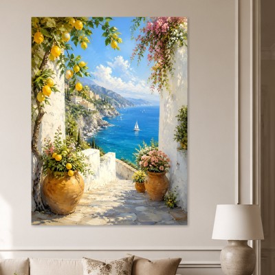 Mediterrane Küstenidylle als Leinwandbild oder Poster