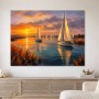 Sonnenuntergang am Wasser, Leinwand oder Poster mit Segelbooten