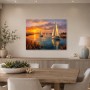 Sonnenuntergang am Wasser, Leinwand oder Poster mit Segelbooten
