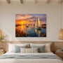 Sonnenuntergang am Wasser, Leinwand oder Poster mit Segelbooten