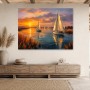 Sonnenuntergang am Wasser, Leinwand oder Poster mit Segelbooten