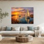 Sonnenuntergang am Wasser, Leinwand oder Poster mit Segelbooten