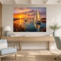 Sonnenuntergang am Wasser, Leinwand oder Poster mit Segelbooten