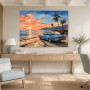 Exotischer Sonnenuntergang am Strand, Poster oder Leinwand im Retro-Stil