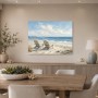 Zwei Strandstühle am Meer, Leinwand oder Poster