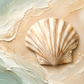 Muschelmotiv als Leinwand oder Acrylbild in sanften Naturtönen