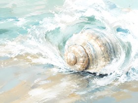 Muschel im Meer als Leinwand oder Poster