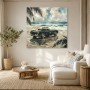 Klassischer Roadster am Strand, Leinwand oder Acrylbild mit Küstenflair