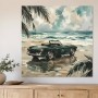 Klassischer Roadster am Strand, Leinwand oder Acrylbild mit Küstenflair