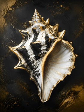 Muschel in Schwarz und Gold, Acrylbild oder Fine Art Print